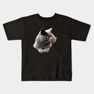 British Shorthair Blue Cat Kids T-Shirt